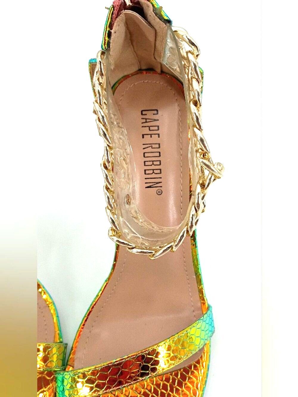 Cape Robbin Mermaidcore Iridescent Snake Print Chain Stiletto Heels Y2K Bratz 8 - Picture 2 of 11